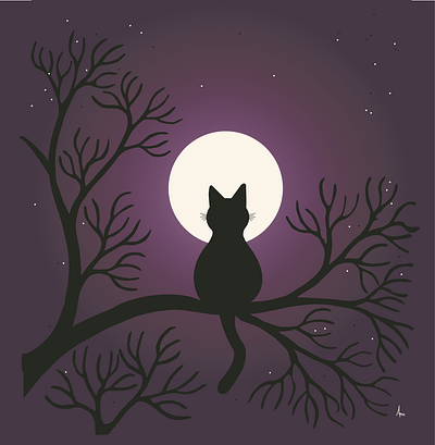 moonlight cat design design art illustration illustration art illustrations illustrator