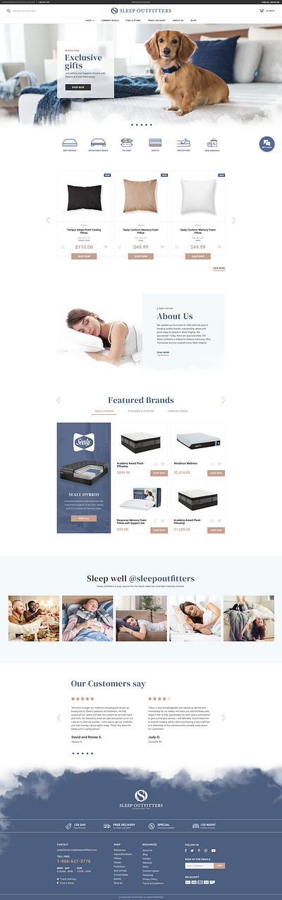 Sleep Outfitters website design e commerce e commerce shop figma icons illustrator magento 2 outfitters sleep store ui ux web website