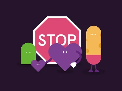 STOP addiction branding family flat heart illustration