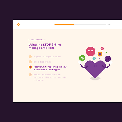 Online course UI concept addiction branding family heart illustration