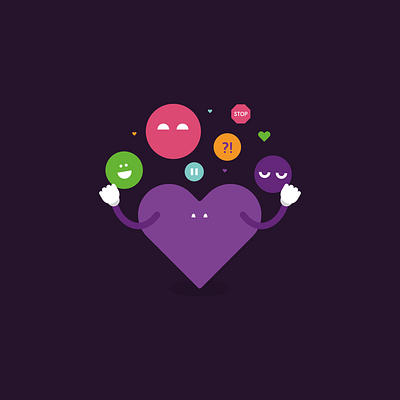 Juggling Emotions addiction branding family heart illustration juggle