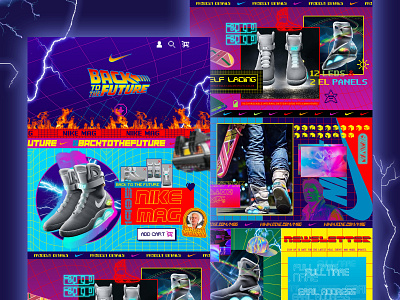 NIKE MAG Kooba Retro Challenge 80s 90s backtothefuture blue busy hypebeast koobagoesretro mag neon colors nike nike shoes purple retro retro challenge retrowave sneaker sneakerhead ui ux website