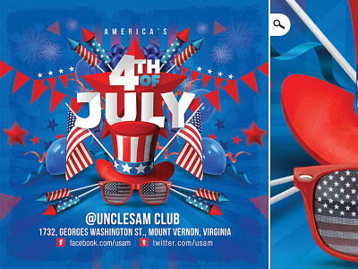 Usa 4th Of July National Day Flyer 4th of july america celebration club flyer independence day july 4th national day party stark spangled banner united states of america usa