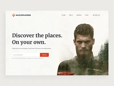 Wild Explovers - double exposure exploration adventure double exposure illustration journey map newsletter travel travel agency trip vintage website wild wilderness