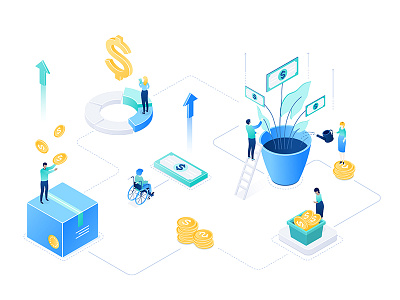 Isometric business team business character collection composition design finance flat design illustration style team teamwork vector