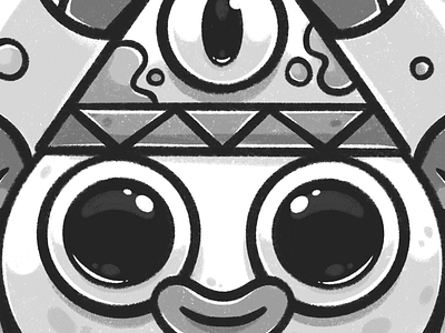 3rd eye black and white character character art character design crop cute cute character design detail digital art drawing eye eyes illustration illustrator procreate sketch sketchbook texture third eye