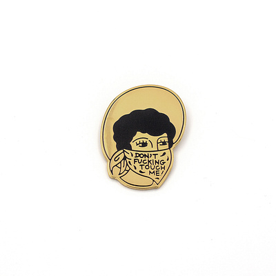 Hands Off Pin for Fresherthan bandana coronavirus covid cowgirl design dont touch drawing enamel gold illustration pin quarantine