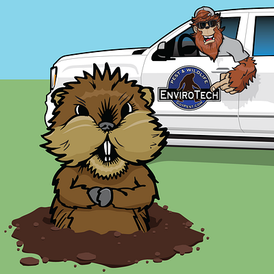 Sasquatch & the Gopher for local pest company. caddyshack illustration