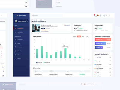 Snap Defect Dashboard analytics dailyui dashboard graph portal property statistics ui ux web design
