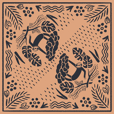 Slothy Bandana Design animal illustration animal print bandana digital design illustration procreate sloth illustration sloths