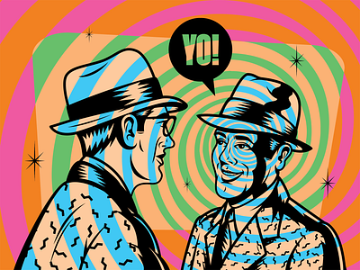 YO BRO! art design figurative gentlemen human illustration people psychedelic retro surrealism vector vintage