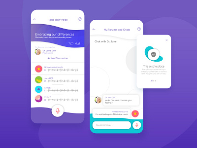 Speak Up | Forums and chat features app design application design bullying chat app forums interface design mobile app psychology safety teenagers therapy ui ui design ux research voice interface