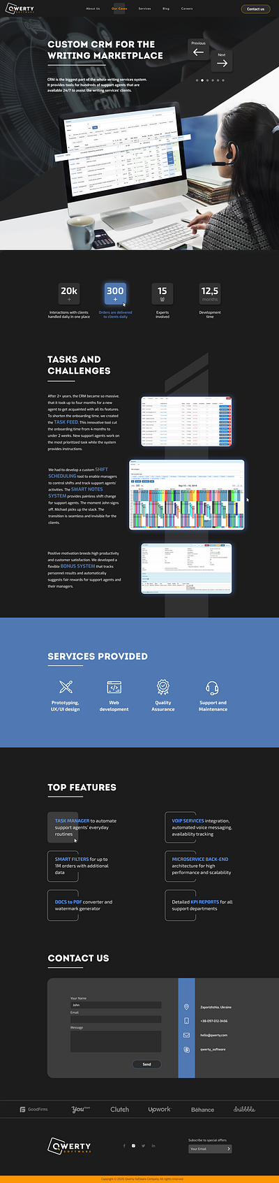 CRM for Writing services crm design development essay portfolio school students study ui ux web