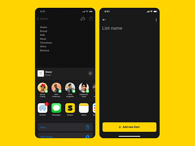 Shopping List - App animation app dark ui design import interaction interface list minimal mobile planner product product design share to do tracker ui ux