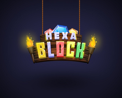 HEXA BLOCK PUZZLE game title design 2d art 2d game art game art game design game logo game title illustration puzzle puzzle game