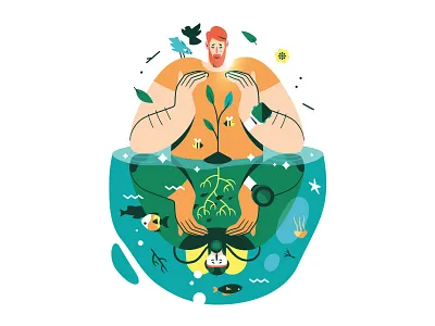 Ecosytem ๐ฑ biodiversity character ecosystem environment illustration nature vector