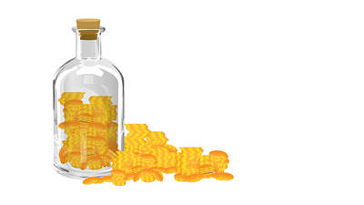 Bottle filled with coins illustration illustrator student