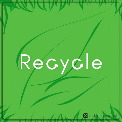 Typography- Recycle artwork design green illustration minimalist typography word art