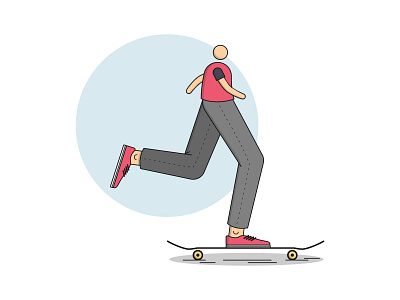 Skater cruising illustration red sk8 skate skateboard skateboarding vector