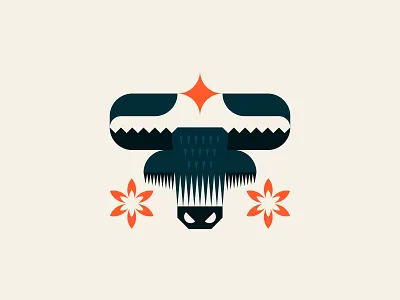 Yak for "Y" animal branding flower geometric geometry horns illustration logo mark nature star symbol yak