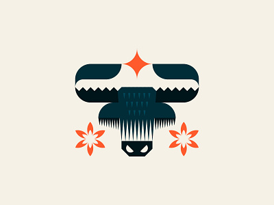 Yak for "Y" animal branding flower geometric geometry horns illustration logo mark nature star symbol yak