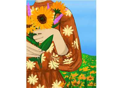 sunflower girl design illustration sun sunflower