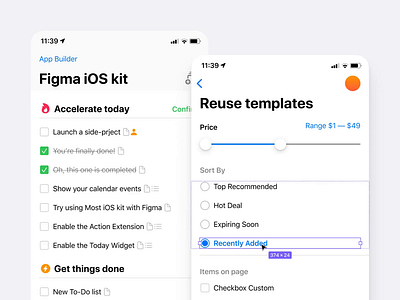 Selection UI design - Figma iOS kit - App templates app check checkbox design design system figma filter mobile select selection settings templates to do ui ui kit