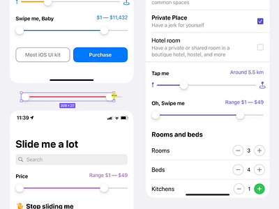 iOS slider UI design - Figma mobile templates app button buttons design design system figma ios mobile slider stepper templates ui ui kit