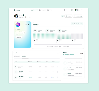 Simple crypto dashboard ui