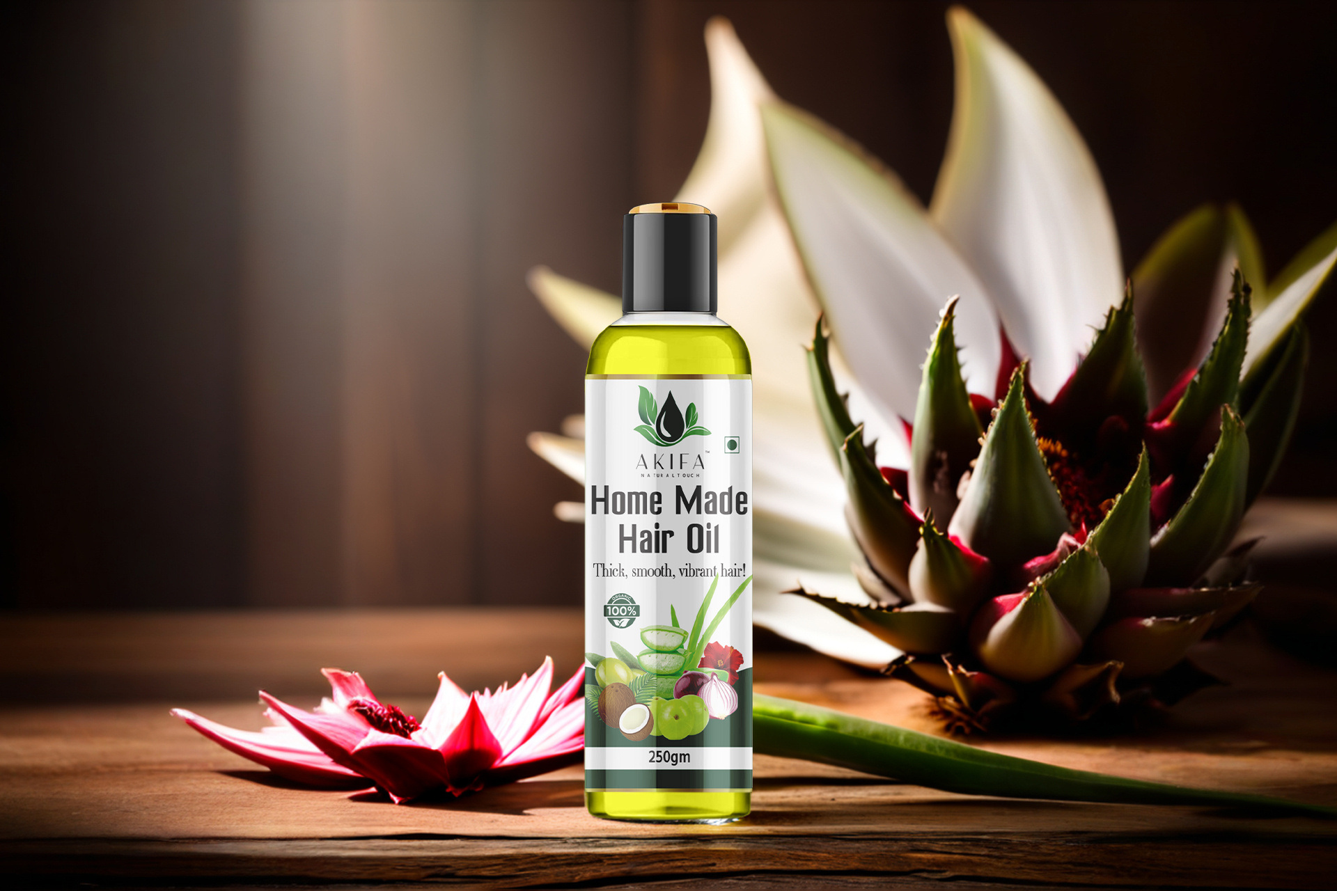 Home Made Hair Oil label design cosmatic hair oil packaging new disgn top label