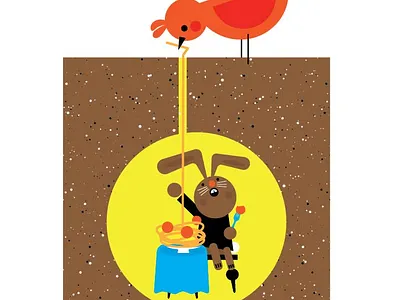 bird and worm animals bird children cute happy illustration nature texture