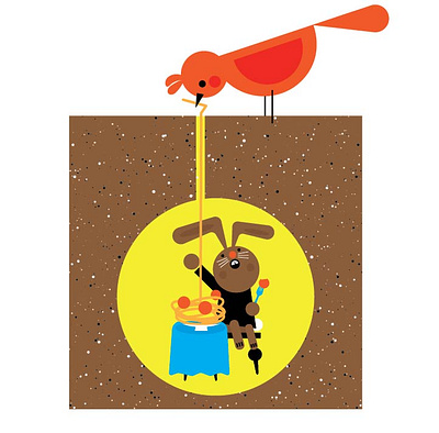 bird and worm animals bird children cute happy illustration nature texture