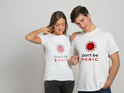 Don't be PANIC, T-shirt Design black black t shirt corona coronavirus covid19 novel corona red tshirt tshirt tshirt design virus
