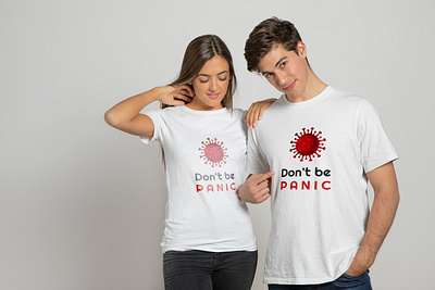 Don't be PANIC, T-shirt Design black black t shirt corona coronavirus covid19 novel corona red tshirt tshirt tshirt design virus