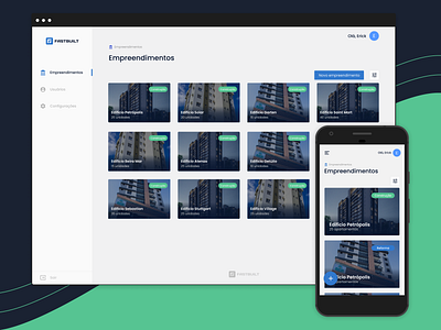 Fastbuilt branding build building built card design desktop desktop design green interface mobile ui uiux webapp