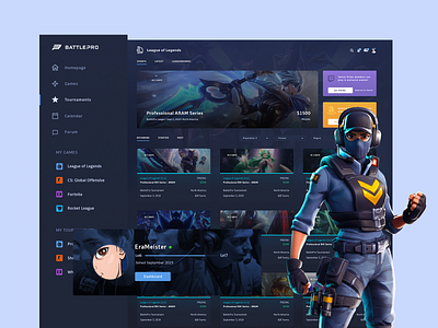 BattlePro - Competitive matchmaking platform clean crypto design esport esports flat fortnite gamers gaming ladders marketplace nft tournament ui ux web website