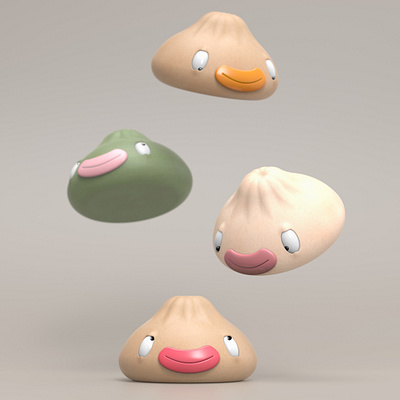 Soup Dumplings 3d art character design design digital art dumpling dumplings graphic illustration keyshot render rendering soup dumplings