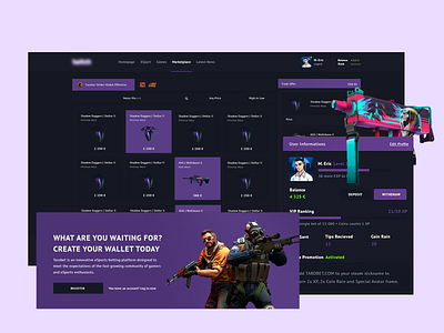 TaroBet - Marketplace UI/UX for Betting Platform betting clean design esport esports gaming skins tournament ui ux web