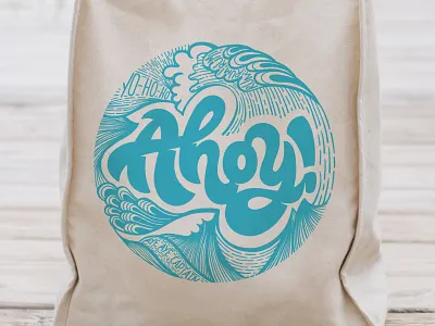 Ahoy! ahoy brand identity branding calligraphy design digital handlettering handmade illustration lettering logo print procreate sea summer tote totebag type typography vector