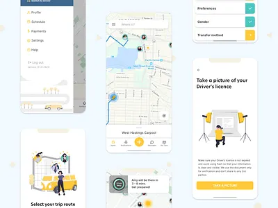 RydeSplit UI design adobe xd animation branding clean ui design illustration interface logo rideshare ridesharing ui ux