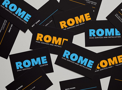 Rome Business Cards air conditioning black blue and orange brand identity branding business card cooling graphic design heating hvac hvac service logo