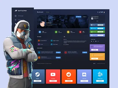 BattlePro - Profile & Settings System clean dashboard design esport esports flat gaming profile profile design tournament ui ux