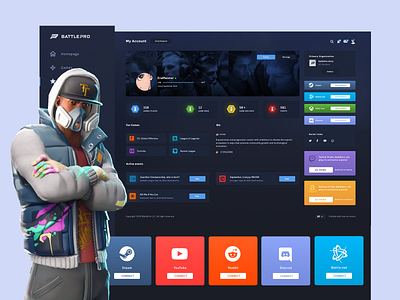 BattlePro - Profile & Settings System clean dashboard design esport esports flat gaming profile profile design tournament ui ux