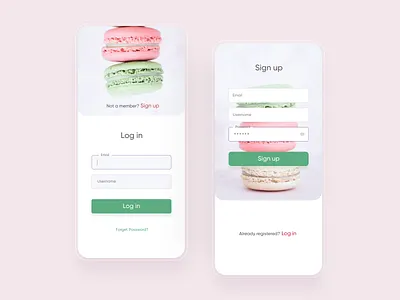 sweets App sign up/log in screen 001 app dailyui dailyui001 delivery app log in mobile mobile app sign up sweets app ui ux