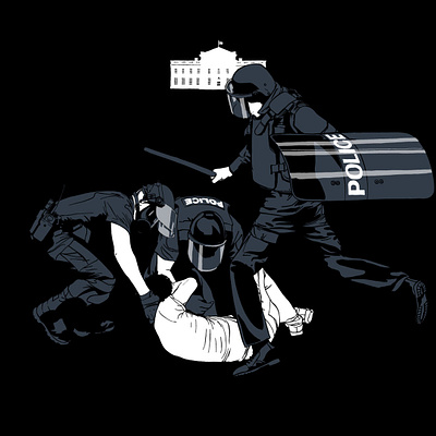 Domination concept drawing editorial illustration illustrator police vector violence