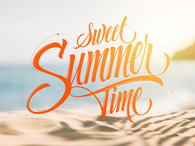 Sweet summer time brush calligraphy design distress illustration lettering logo pen typography vector
