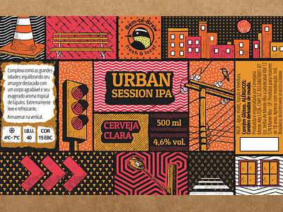 Urban Session IPA - Beer Label beer bird bottle brew brewery craft craft beer grit illustration ipa label packaging session texture urban