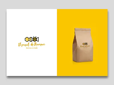 El panal de panamá art bag bee black branding candy coffe design food honey honeycomb identity logo panama papercraft pastry sketch typography vector yellow