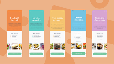 Tastespace - Meal Plans app colorful design flat food illustration meal plan minimal mobile ui ux