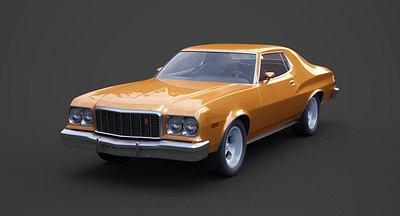 Ford Gran Torino 1975 3D Model 1975 3d art 3d artist automotive car convertible coupe ford gran hood muscle racing renderhub sedan sky3ds tire torino tyre vehicle wheel